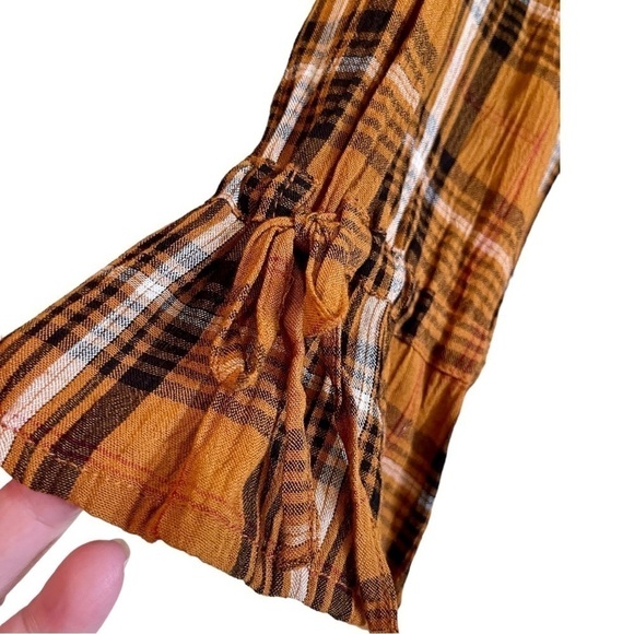 MAURICES, NWT, MUSTARD & BLACK PLAID, TIERED PEASANT TOP. LONG SLEEVE. SIZE XL - Picture 4 of 8